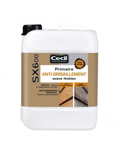 Anti grisaillement bois CECIL SX600 5 litres - bois gris protection bois grisaillé