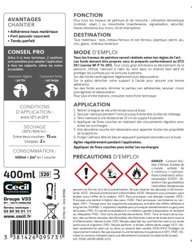 CECIL PA RAL - Peinture aérosol tous...