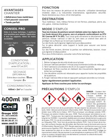 CECIL PA RAL - Peinture aérosol tous...