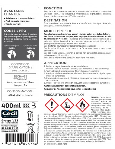 CECIL PA RAL - Peinture aérosol tous...