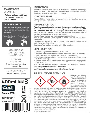 CECIL PA RAL - Peinture aérosol tous...