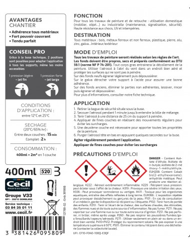 CECIL PA RAL - Peinture aérosol tous...