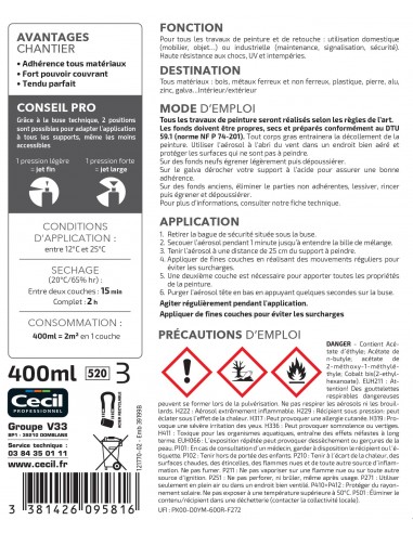 CECIL PA RAL - Peinture aérosol tous...