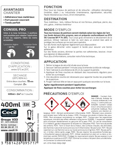 CECIL PA RAL - Peinture aérosol tous...