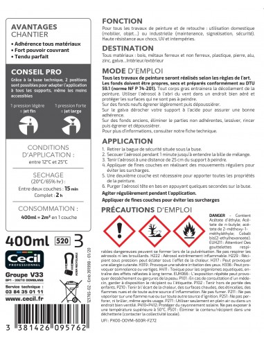 CECIL PA RAL - Peinture aérosol tous...