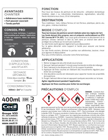 CECIL PA RAL - Peinture aérosol tous...